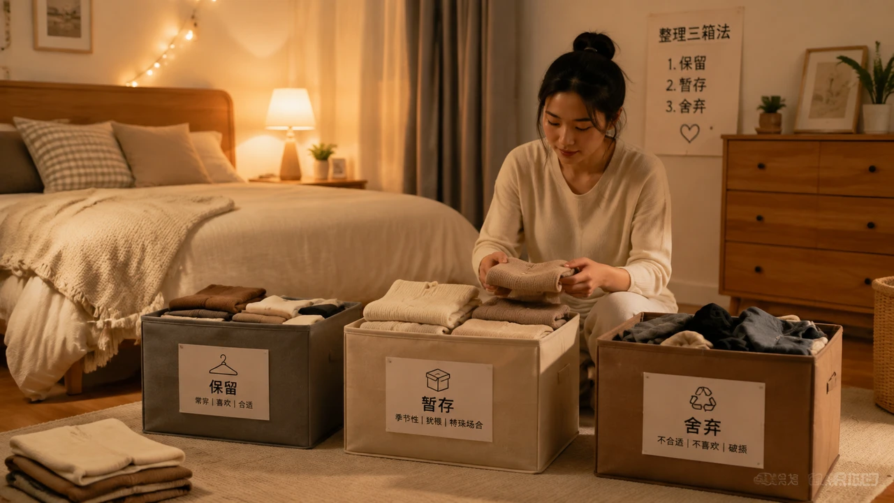 卧室三箱法整理场景
